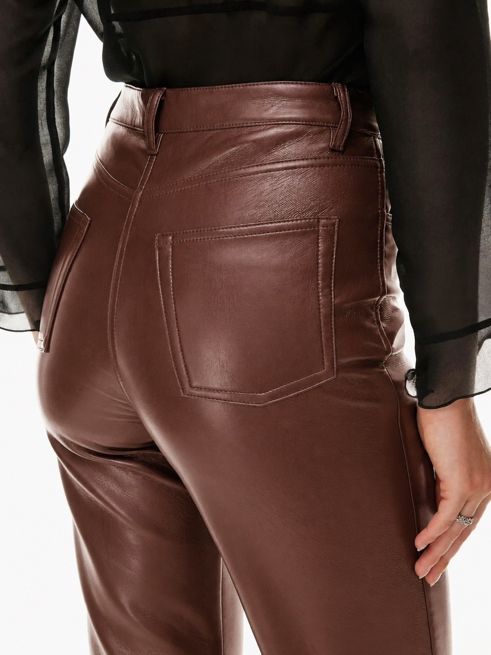 Aritzia Wilfred The Melina Long Vegan Leather Pants Cognac Brown Size 4